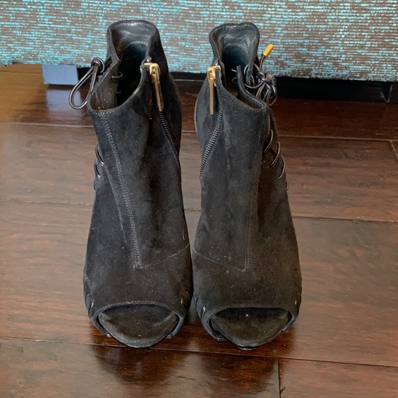 Versace black suede peep toe bootie - Picture 2 of 12